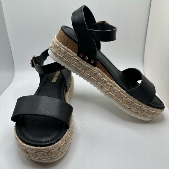 CUSHIONAIRE Women's Espadrille Platform Wedge Sandal 6.5 BLACK - Picture 6 of 7